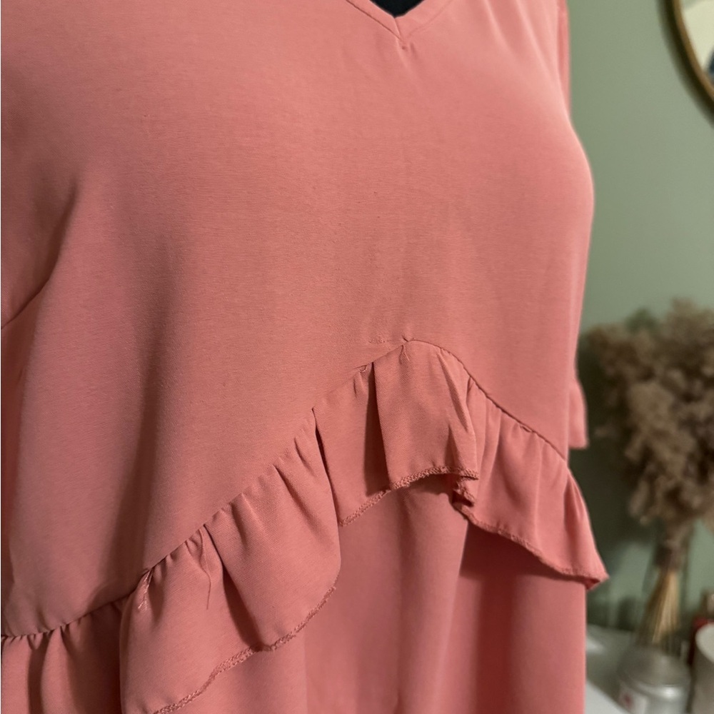 Women’s Pink Midi Dress with Ruffle Detail - Picture 2 of 4
